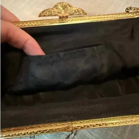 Vintage Petit Point Evening Bag β’ Ornate Clasp β’ Floral Front β’ 8.5β Wide - Picture 5 of 13